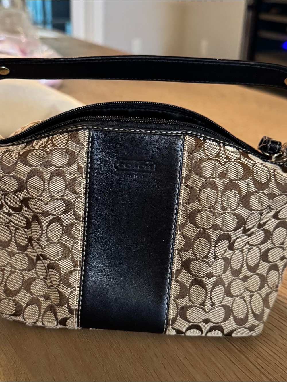 Coach Brown Signature Canvas Crossbody with Black Leather Trim - Picture 3 of 5